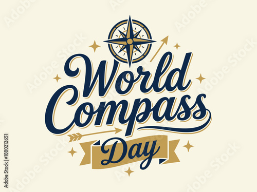World Compass Day celebration with vintage design and navigational elements.