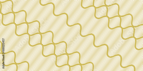 Yellow instant noodle, pasta and spaghetti texture with geometric wavy lines. Ramen, pasta vector pattern. Background abstract food illustration