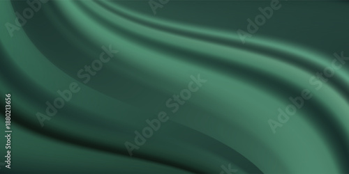 Luxury emerald green silk velvet fabric texture with smooth flowing waves - rich satin material with elegant soft folds and curves for fashion design, upholstery or premium textile backgrounds.