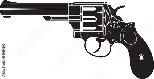 Black silhouette of a classic revolver handgun with visible cylinder and trigger 1