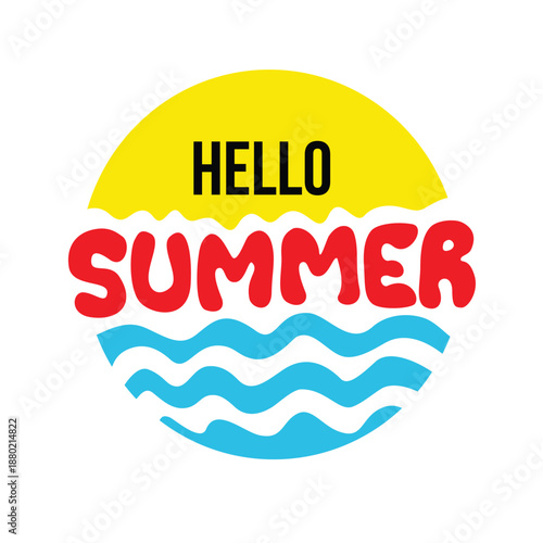 colorful hello summer typography design