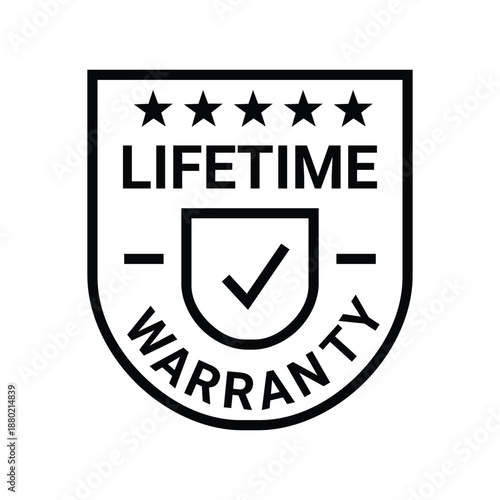 lifetime warranty sticker. guarantee sign and symbol.