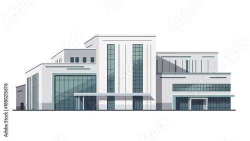 Isometric illustration of an expansive industrial complex, depicting a modern factory plant with warehouses, silos, and intricate production infrastructure