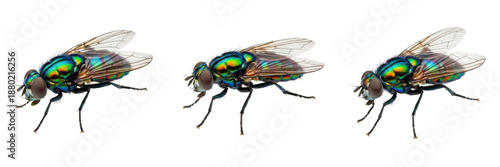 Photography Set and Collection of Common Housefly and Green Bottle Fly, Realistic Pest Insec