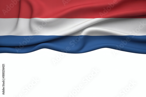 Netherlands flag elegantly draped with soft folds creating a patriotic and nationalistic mood for design element needs