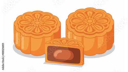 traditional Chinese mooncakes ornate floral pattern lotus seed paste salted egg yolk Mid Autumn Festival pastry