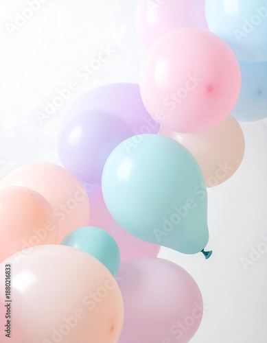 Colorful Balloons Floating Against Soft Light Background
