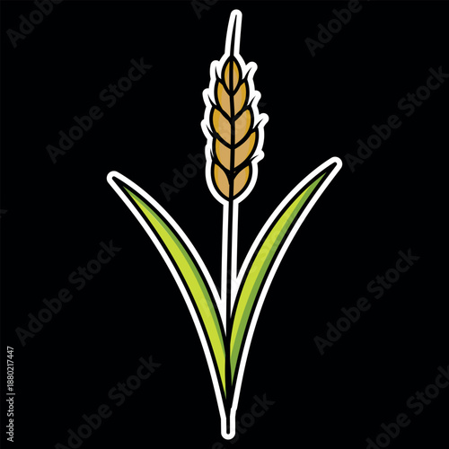 vector illustration about Plant with Name Rice ready to print for sticker