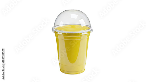 Yellow Smoothie in a Clear Dome Lid Cup