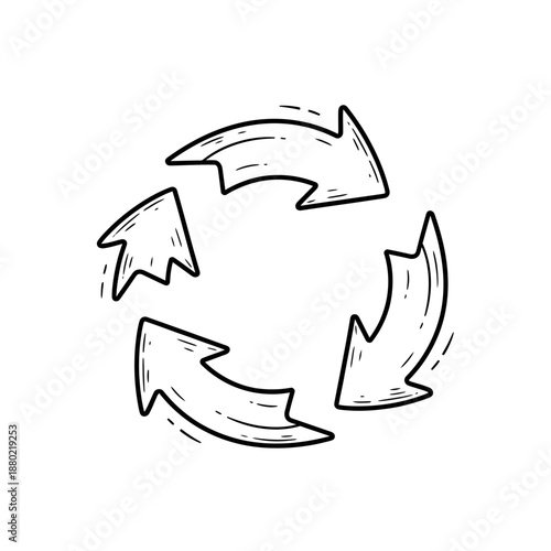 Circular Arrows Recycling Symbol Illustration.