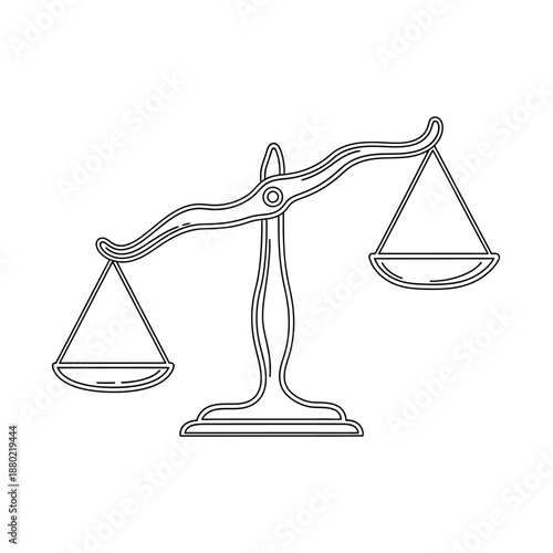 Simple Line Drawing of Balance Scale.