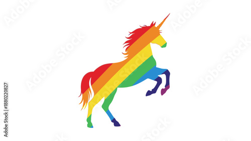 Vector Illustration of Unicorn Silhouette with Rainbow Mane