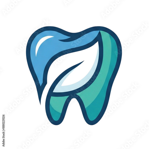 Modern dental logo with tooth and leaf element