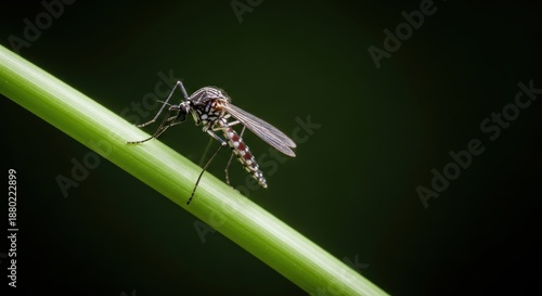 Wallpaper Mural Mosquito perched on green stem against dark background Torontodigital.ca