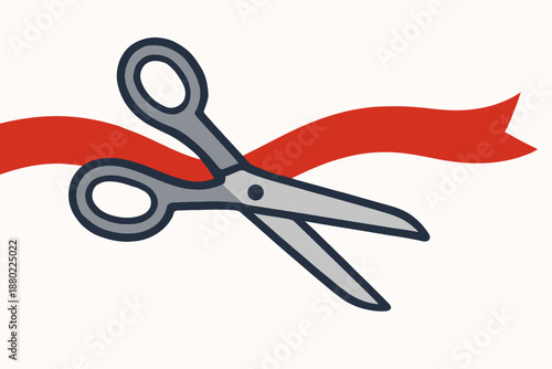 Grand opening ceremony with red ribbon