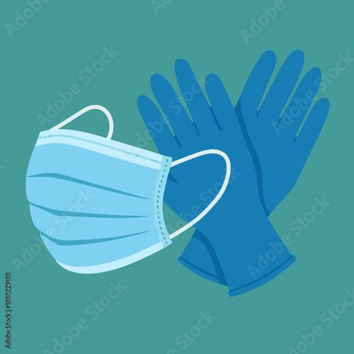 Dentist hygiene protection mask and gloves