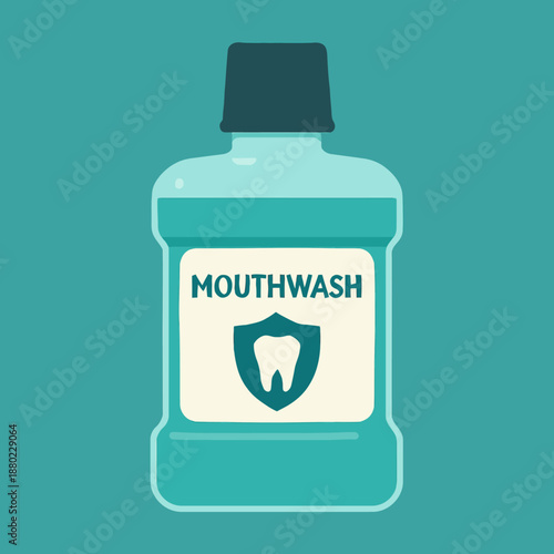 Antibacterial mouthwash bottle flat icon