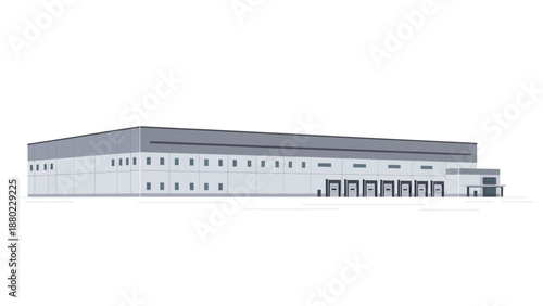 Contemporary industrial warehouse building with multiple loading docks, essential for efficient global logistics, distribution, and modern supply chain operations