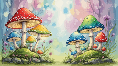 A whimsical forest scene