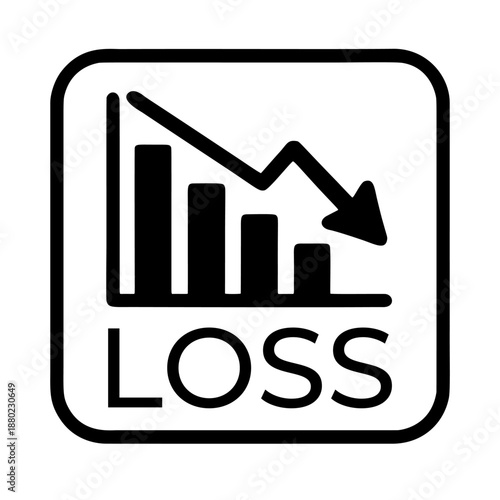 Loss icon with declining chart