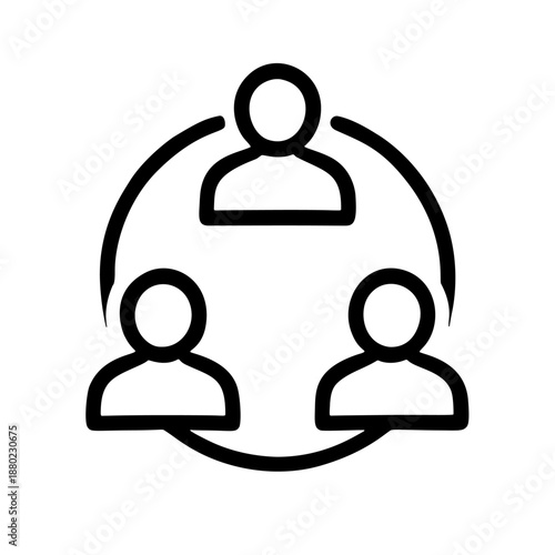 Team collaboration icon with connected people