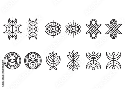Collection of esoteric symbols for magic ritual or spiritual session