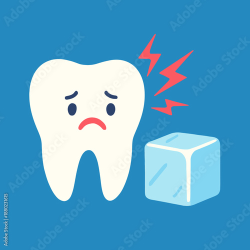 Sensitive tooth reacting to ice cube