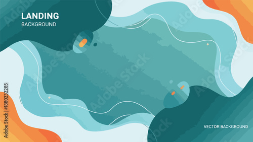 Abstract vector background with teal and orange shapes