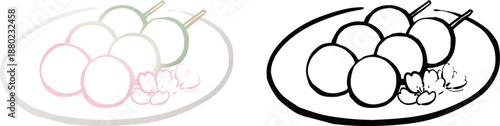 春の和菓子・花見団子のイラスト, Hanami Dango – Japanese Spring Sweets Illustration
