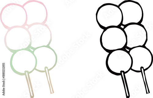 春の和菓子・花見団子のイラスト, Hanami Dango – Japanese Spring Sweets Illustration