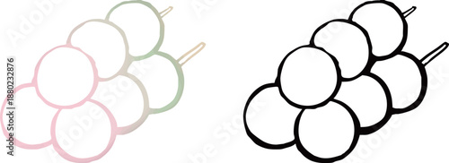 春の和菓子・花見団子のイラスト, Hanami Dango – Japanese Spring Sweets Illustration