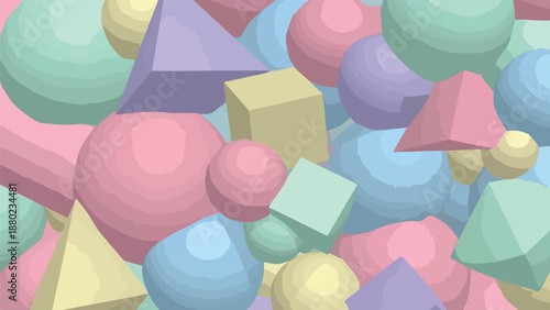 Colorful geometric shapes in pastel hues