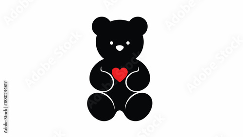 Cute Hand Drawn Vector Teddy Bear Holding Heart Illustration for Valentine's Day on 14th February