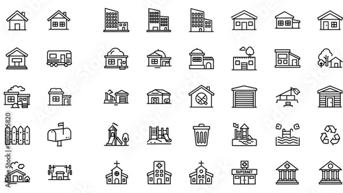 Collection of Simple House Icons and Symbols.