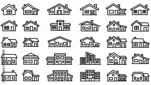 Collection of Simple House Icons Outlined.