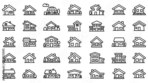Collection of Simple House Icons Outlined.