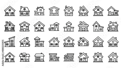Collection of Simple House Icons Outlined.