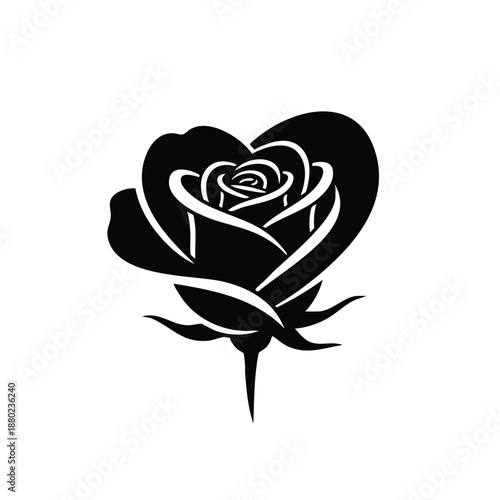 Cute love illustration of a rose on Valentine's Day, February 14th, isolated vector design for greeting cards and gifts