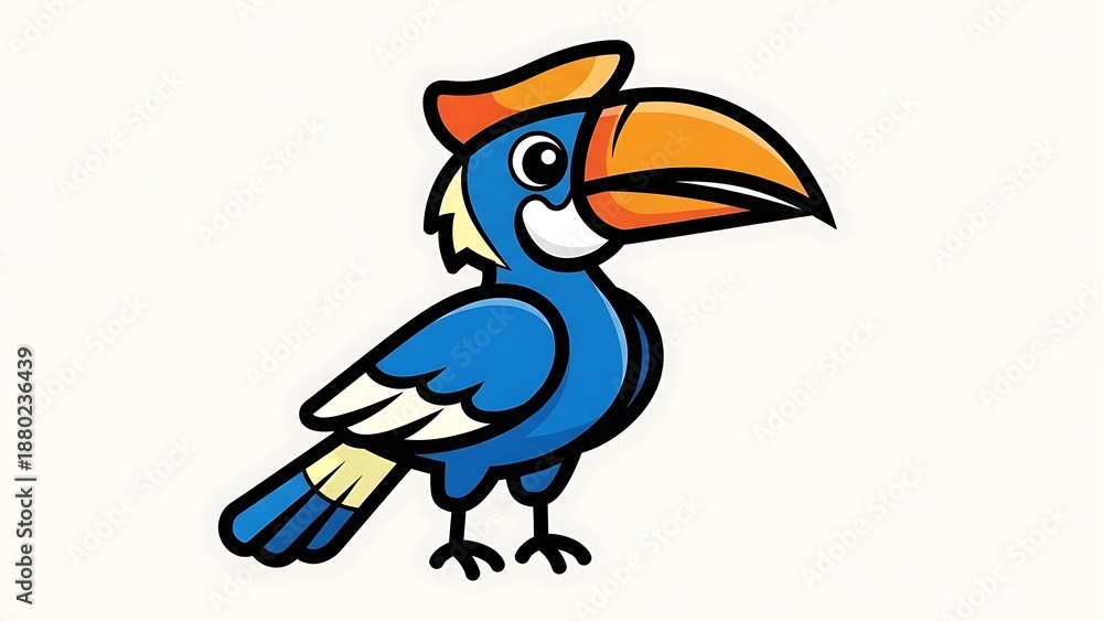 Obraz premium Cartoon Toucan Bird Standing Isolated Background.