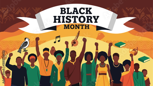 Diverse group of people celebrating Black History Month