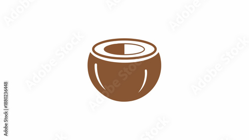 A brown coffee bean with a white background and a shiny surface.
