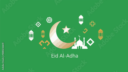 Eid Al-Adha graphic with crescent moon