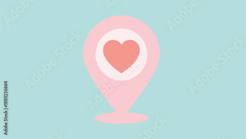 Cute Vector Illustration of Valentine's Day Icon with Isolated Heart Elements on February 14th Love Map Pin Design