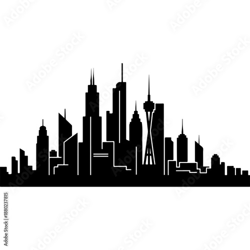 Skyline Silhouette of Modern Cityscape
