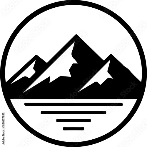 Mountain Silhouette in Circle Design