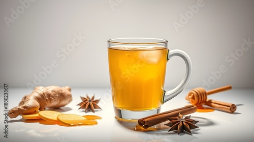 Warm Citrus Honey Drink with Spices and Ingredients