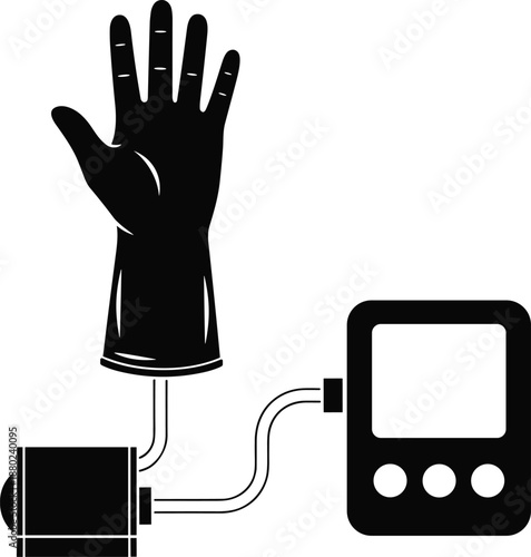 blood, pressure, monitor, cuff, hand, arm, digital, screen, buttons, medical, healthcare, diagnostic, equipment, reading, patient, checkup, device, measurement, systolic, diastolic, clinic, hospital