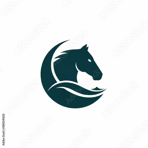 Elegant Horse Head Logo Design with Wave Motif.