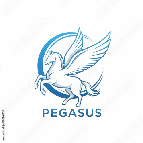 Majestic Pegasus logo with elegant wings and a dynamic circular design.