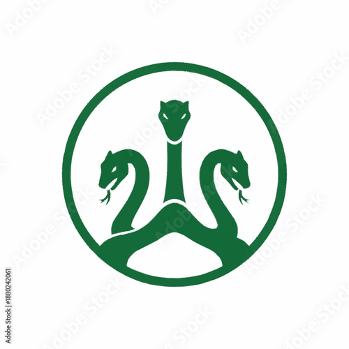 Three Green Snakes in a Circle Logo Design.